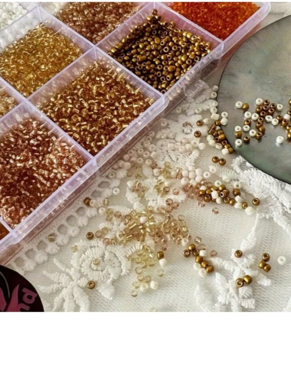 White and Champagne Colors Seed Bead Kit - 14400pcs 2mm (11/0) - Picture 2 of 2